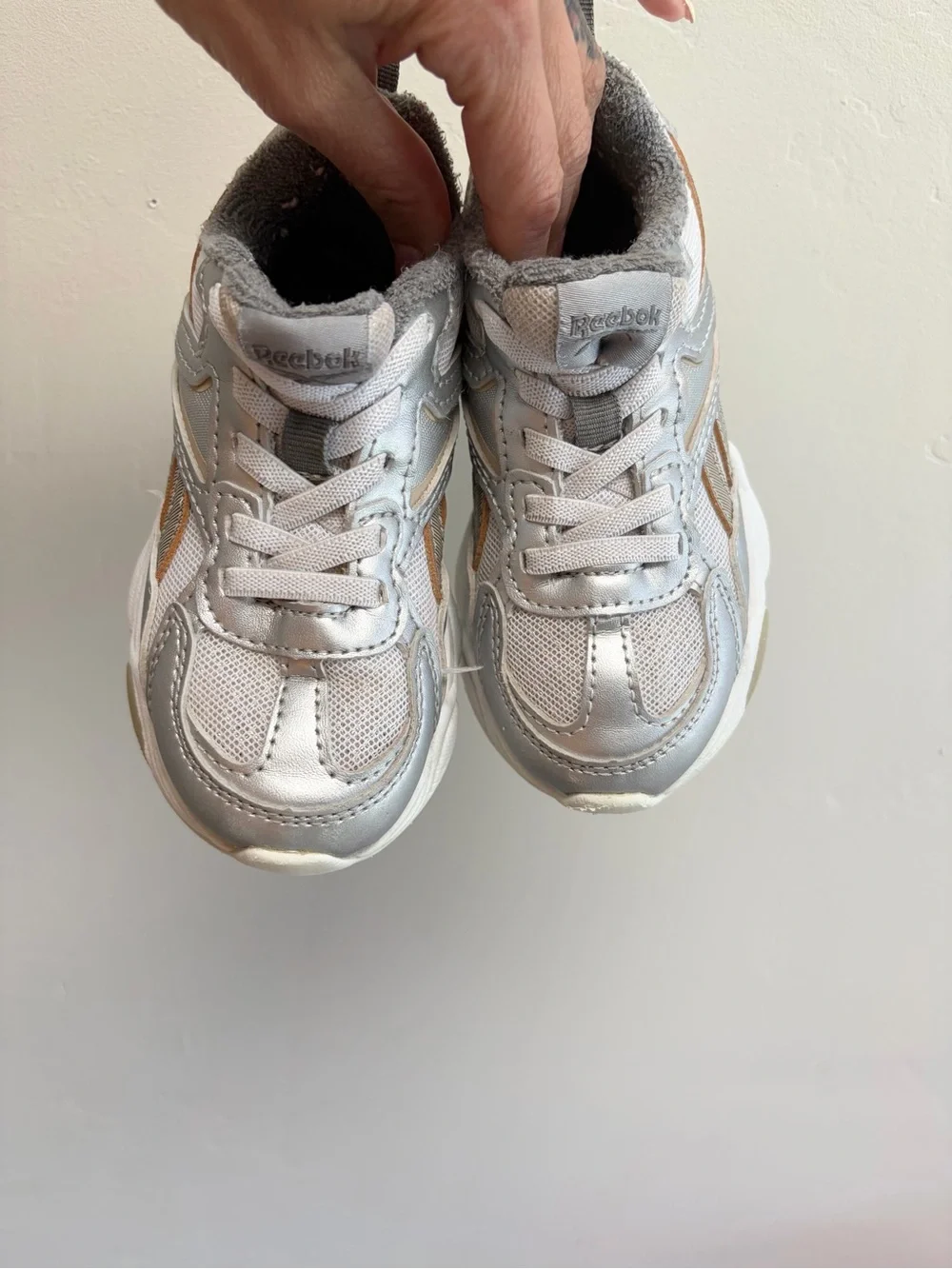 Reebok Kids Silver and Gold Metallic Sneakers